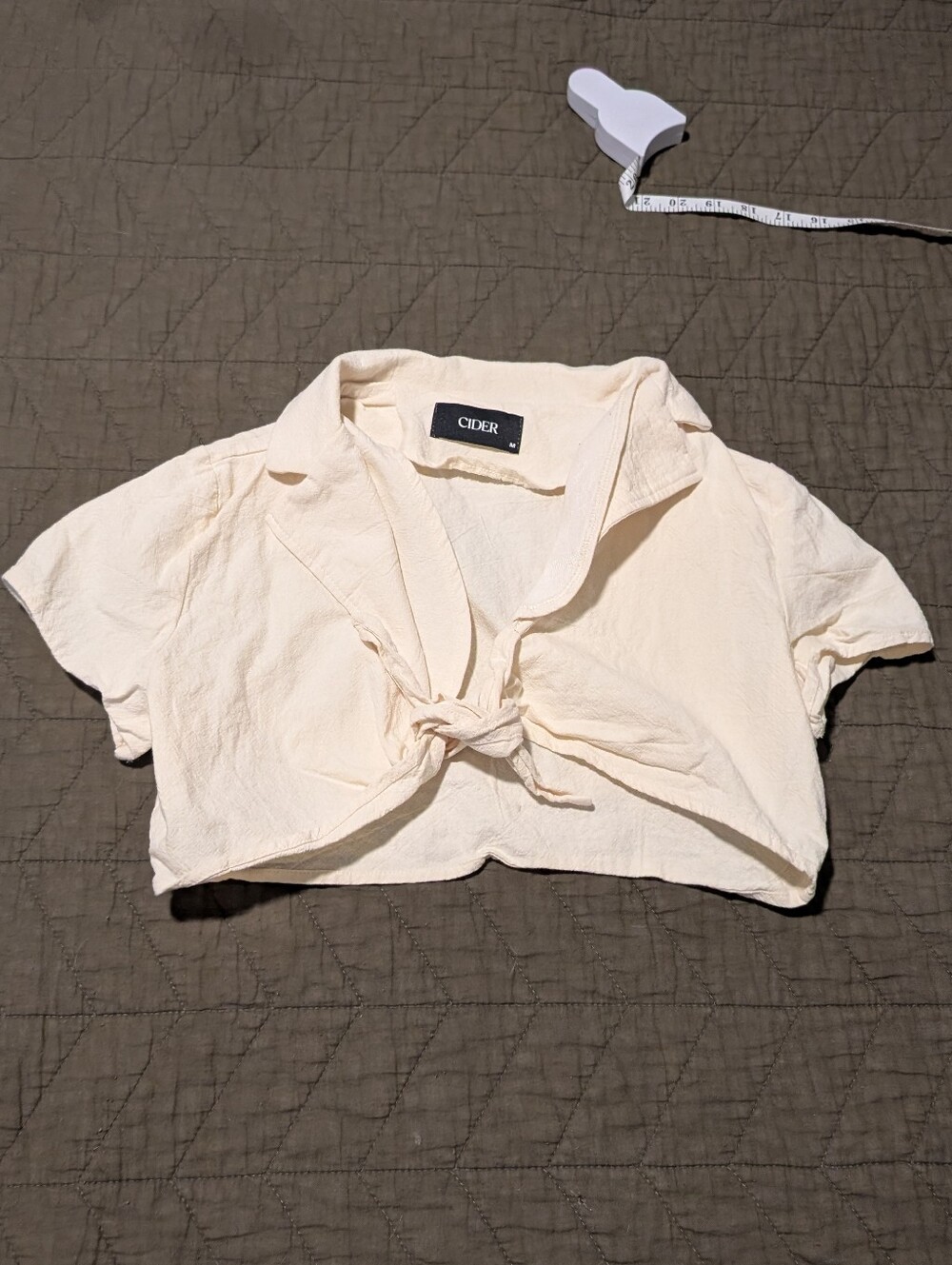 Cider Cream Cropped Tie-Front Top